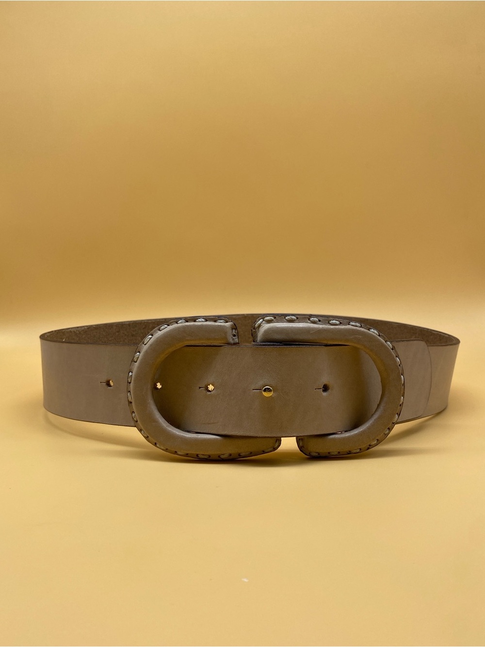 TAMI beige buckle hook leather belt XS - 0021XZ